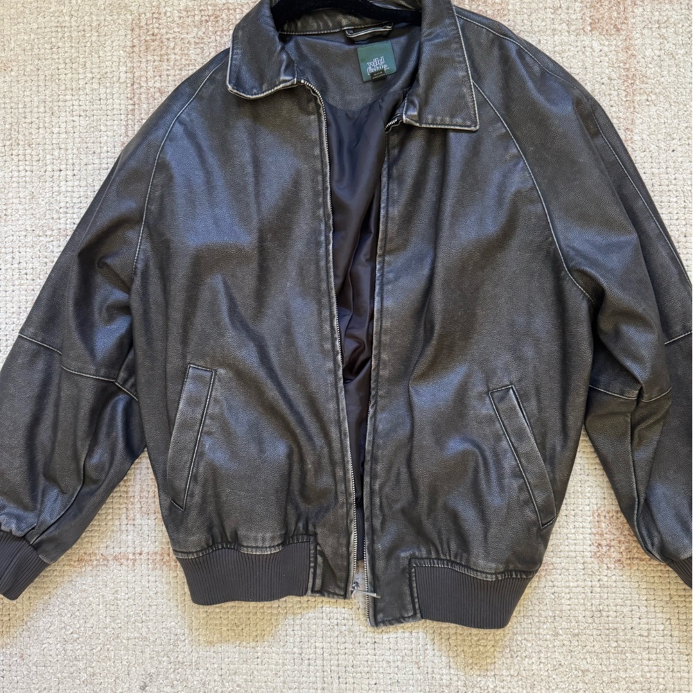Wild Fable Faux Leather Black Textured Jacket